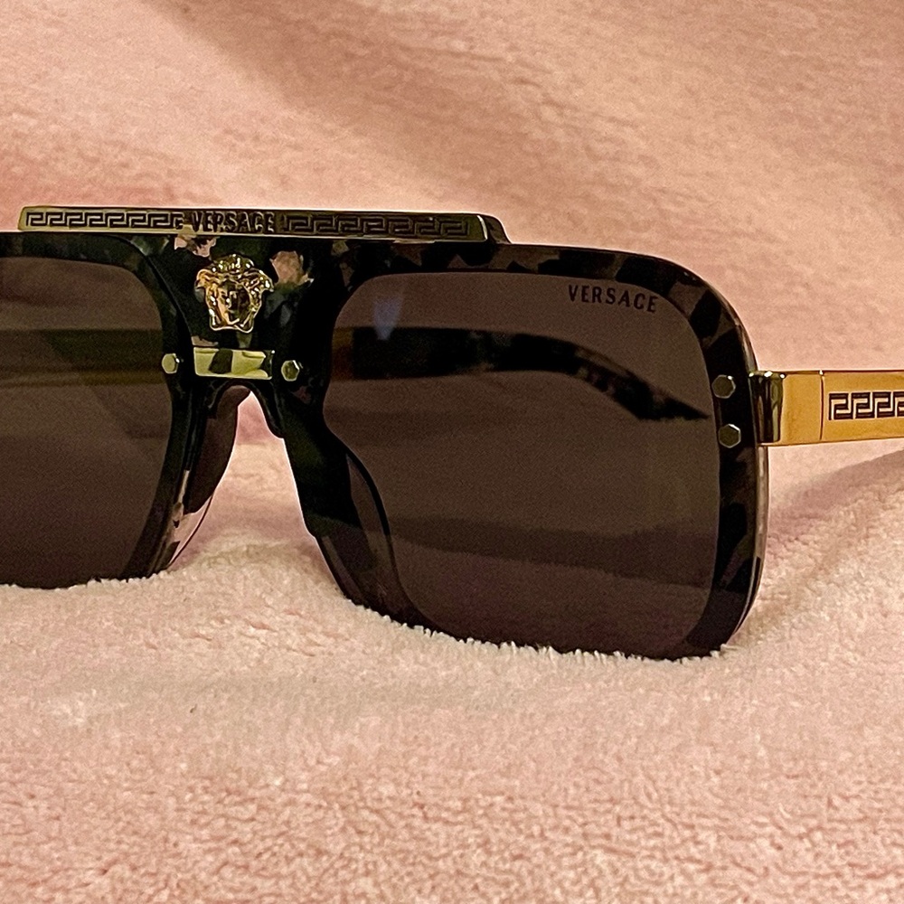 Mens Designer Sunglasses Black Marble and Gold Colored